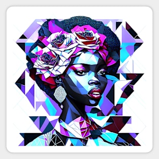 [AI Art] Beautiful (though nonexistent) Rose lady - Geometric Art Style Magnet